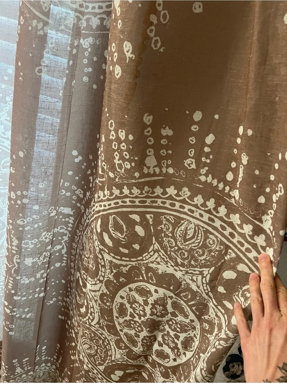 Boho Sheer Paisley Window Curtain Panel